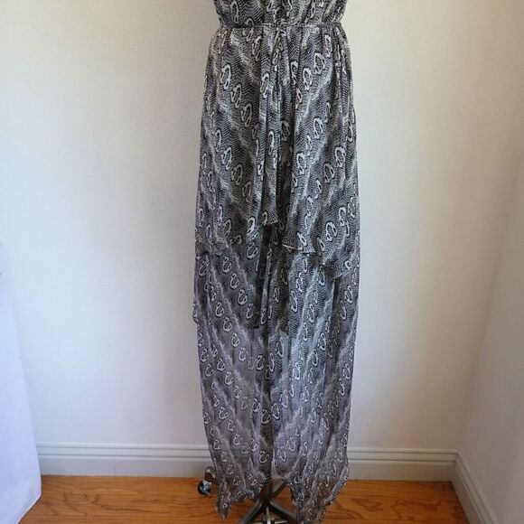 Robert Rodriguez layered Sheer Silk Snake Print Maxi Dress Size 10 Black Gray Wh - Picture 4 of 16